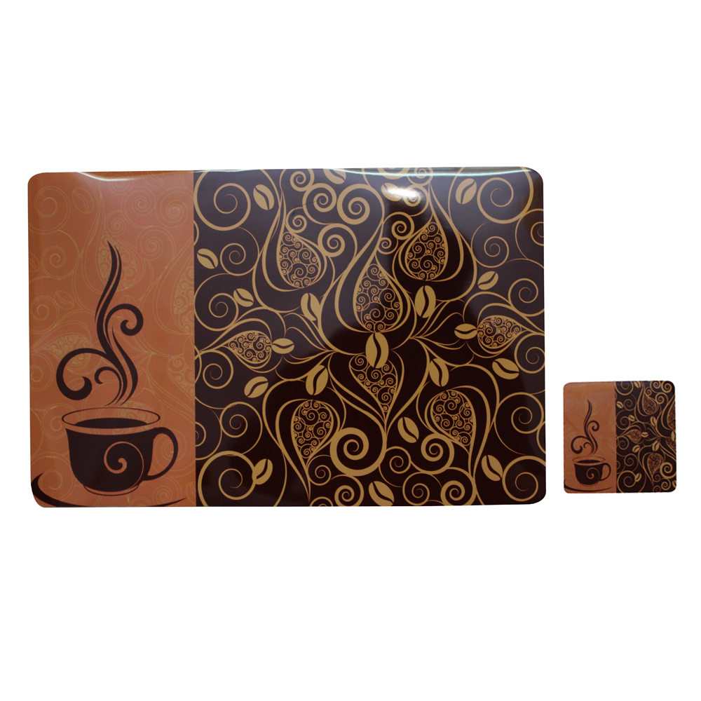 Stylish Hot Coffee With Seeds Design Table Mats