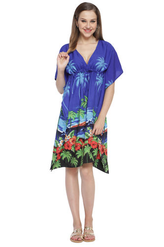 Sky-Blue Beach Printed Kaftan