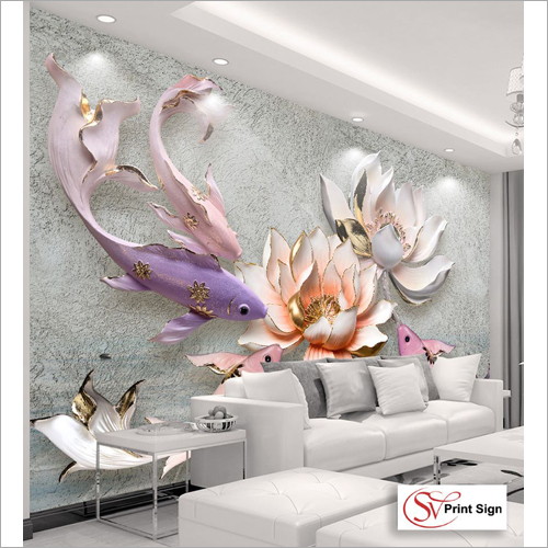 3D Flower Print Wallpaper