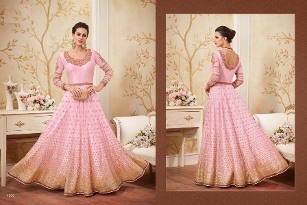Bridal Wear Light Pink Anarkali Suit Decoration Material: Beads