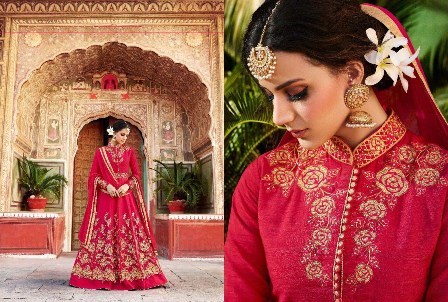 Red Redish Party Wear Designer Anarkali Suit
