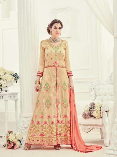 Cream Bridal Wear Trendy Anarkali Suit