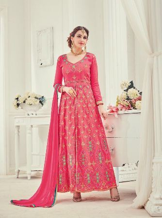 Dark Pink Wedding Wear Designer Anarkali Suit