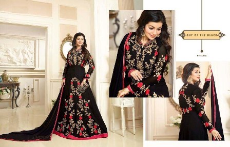 Wedding Wear Black Anarkali Suit Decoration Material: Beads