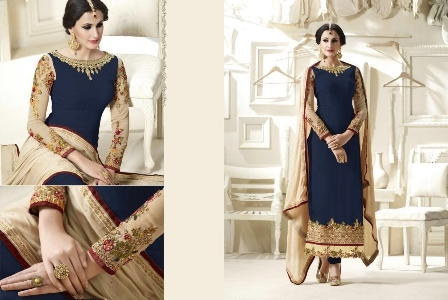 Anarkali Suit - Georgette, Full Sleeves, Customizable Sizes | Embroidered Pattern, All Season Wear, Beaded Decoration