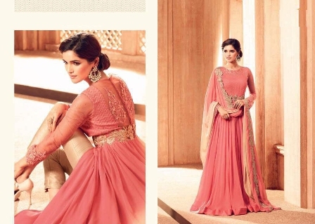 Pink Anarkali Suit Decoration Material: Beads