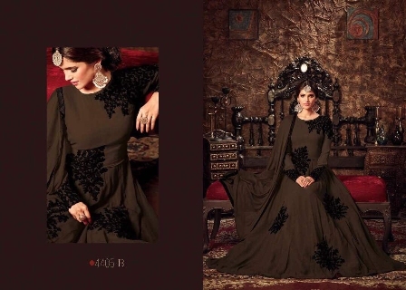 Brown Designer Anarkali Suit Decoration Material: Beads