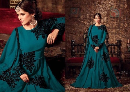 Designer Georgette Anarkali Suit - Customized Sizes Available | Embroidered Full Sleeves, All Season Wear, Bead Decoration