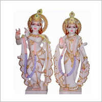 Lord Marble Radha Krishna Statues - Exquisite Handcrafted Marble, 12 Inches Tall, Ornate Detailing