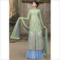 Green And Light Blue Ladies Ethnic Salwar Suit