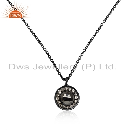 Hematite Pendant - 18 Inch Rhodium Plated 925 Silver Chain, 13x10 mm Gemstone Jewelry for Women