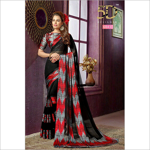 Rangat - Silk 5.5m x 1.1m, Black | Elegant Printed Design, Soft Fabric, Comfortable Wear, Unique Pattern