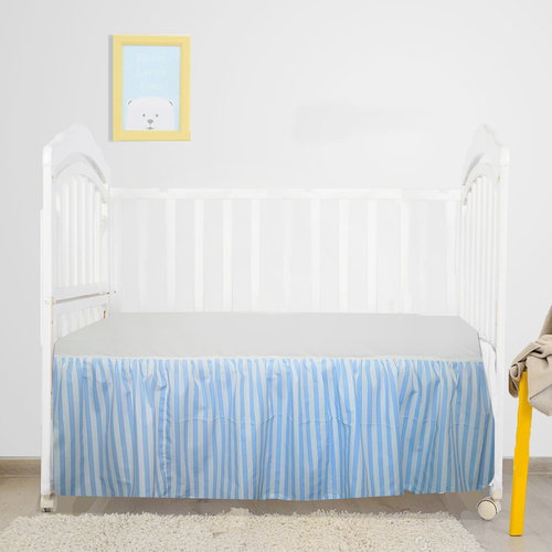 Striped Crib Skirt 100% Natural Cotton, Nursery Crib Bedding Skirt By OSCAR OVERSEAS