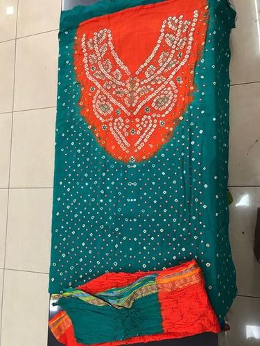 Green Bandhni Dress Material