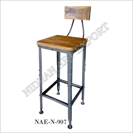 Indian Iron And Wooden Bar Chair