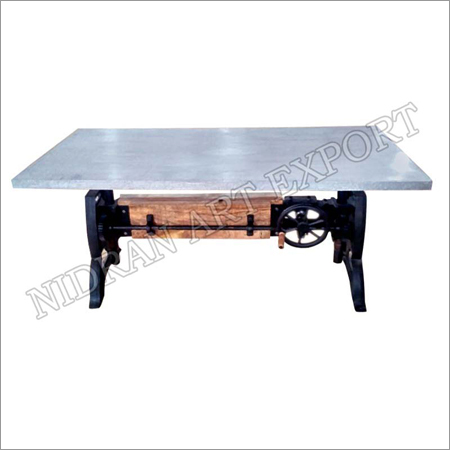 Handmade Industrial Iron & Wooden Crank Dining Table