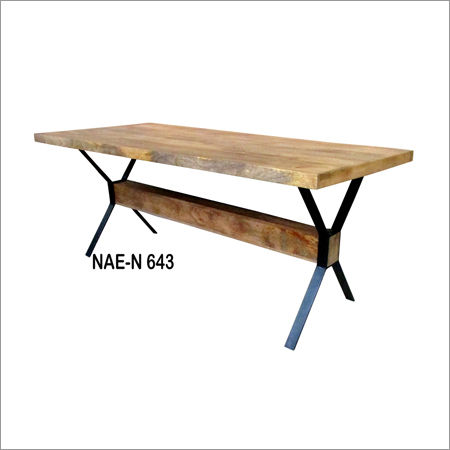 Iron & Wooden  Industrail X Dining Table