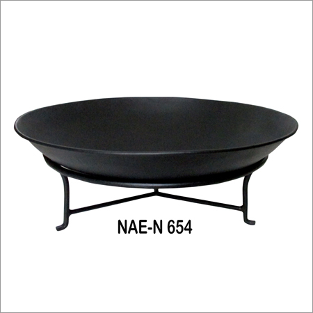 Iron Fire Bowl With Stand Black By NIDRAN ART EXPORTS