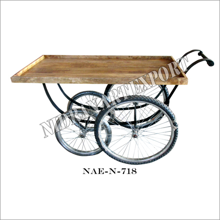 Handmade Industrial Iron & Wooden Serving Cart
