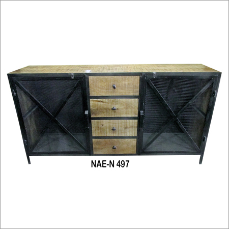 Industrial Iron & Wooden 4 Drawer TV Cabinet By NIDRAN ART EXPORTS