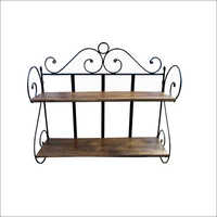 Industrial Wooden And Iron Wall Shelf