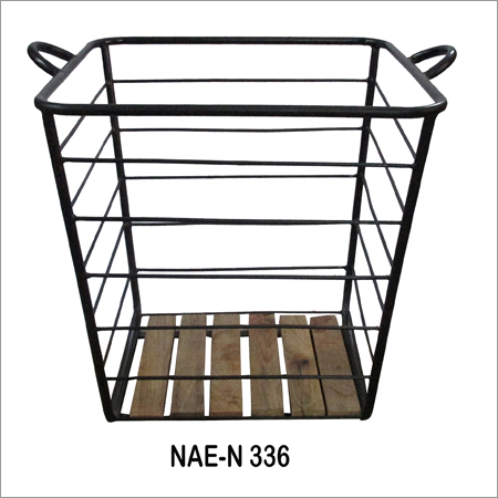 Iron And Wooden Grid basket