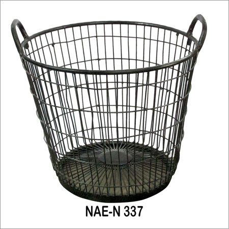 Industrial Iron Grid Basket With Handles