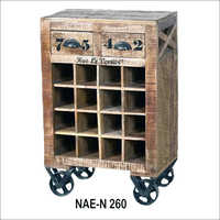Wooden Wine Rolling Cart