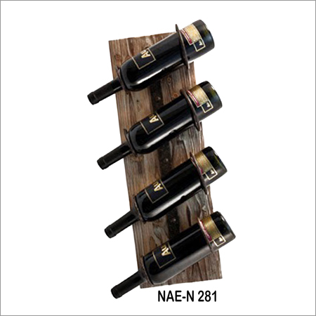 Wooden And Iron 4 Bottle Hanging Rack