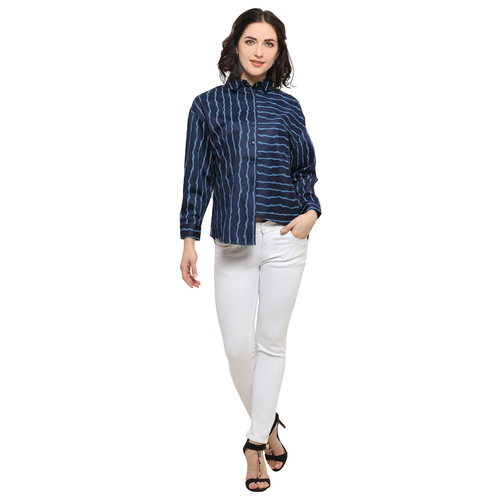 Cotton Casual Party Wear Shirt - Sizes S, M, L, XL | Blue Color, Full Sleeves Design