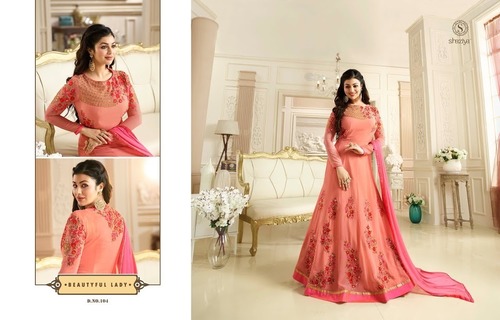 Long Unstitched Dress Material