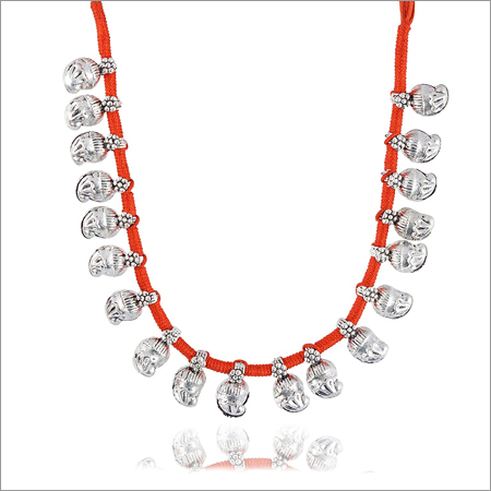 Trendy Red Fabric Strand Necklace