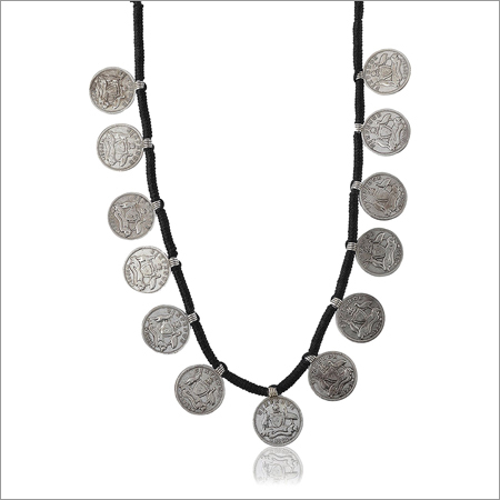 Trendy Black Fabric Strand Necklace
