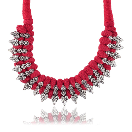 Pink Fabric Strand Necklace