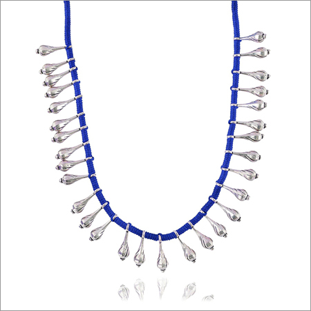 Blue Fabric Strand Necklace for Women