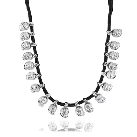 Black Fabric Strand Necklace