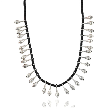 Black Fabric Strand Necklace for Women