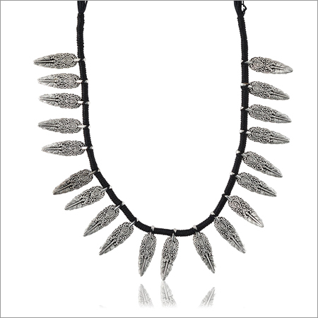 Ladies Black Fabric Strand Necklace