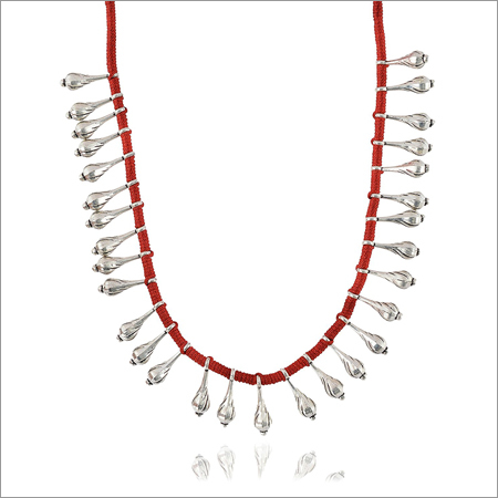 Maroon Fabric Strand Necklace