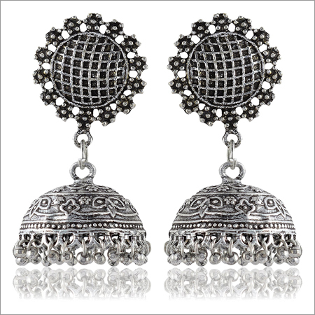Oxidised Silver Brass Earrings - Alloy Material, Earring and Ring Sets | Elegant Design for Versatile Styling