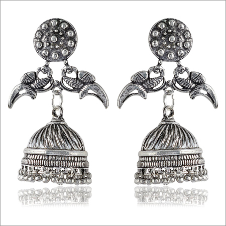 Oxidized Silver Brass Jhumki Earrings Gender: Children