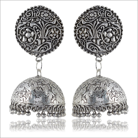 Ladies Silver Brass Jhumki Earrings