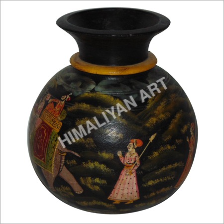 Antique Wooden Handpainted Pot By HIMALIYAN ART