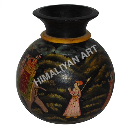 Antique Wooden Handpainted Pot
