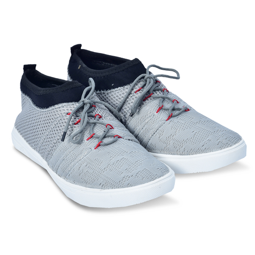 Grey Casual Slip on Shoes - Knit Fabric, Various Sizes, Grey | Breathable, Cushioned Insole, Lightweight Rubber Sole