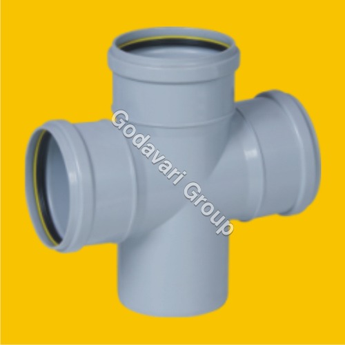 CLICKFIT SWR CROSS TEE - UPVC, 75 mm & 110 mm Sizes | Female Connection, BIS Standard