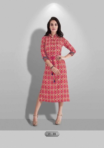 Printed Kurti - Cotton Custom Sizes (XS-XXXL) | Full Sleeves Modern Style All Season Ethnic Indian Design Printed Pattern Dry Clean Only