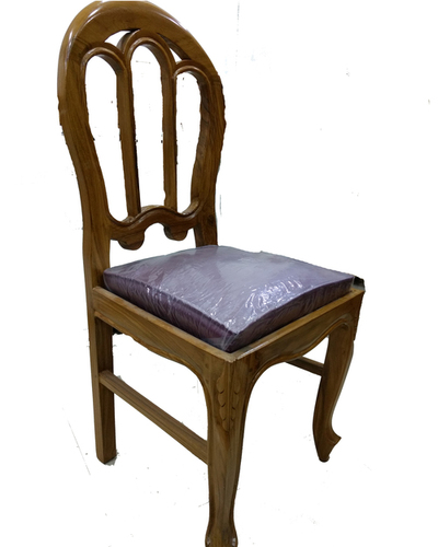 Wooden Chair - Teak Wood Upholstered Slatted Back Easy-Clean Cushion | Modern Indian Style Kitchen Furniture