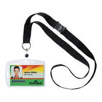 Card Lanyards - Nylon Material, 12mm, 16mm, 20mm, 25mm Widths | Plain Black Design