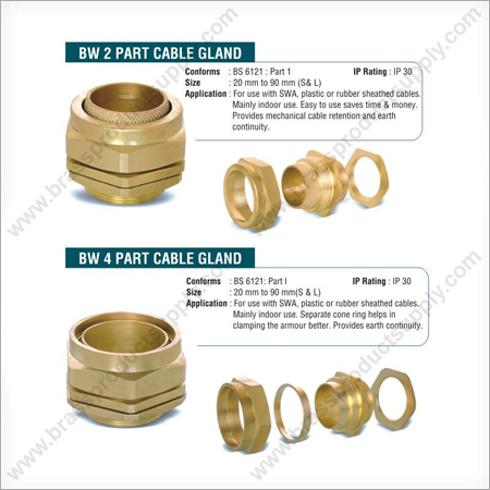 BW2 - BW4 Brass Cable Gland - Brass, BW2-BW4 Size, Gold | IP68, Secure Sealing, Cable Protection, Easy Installation